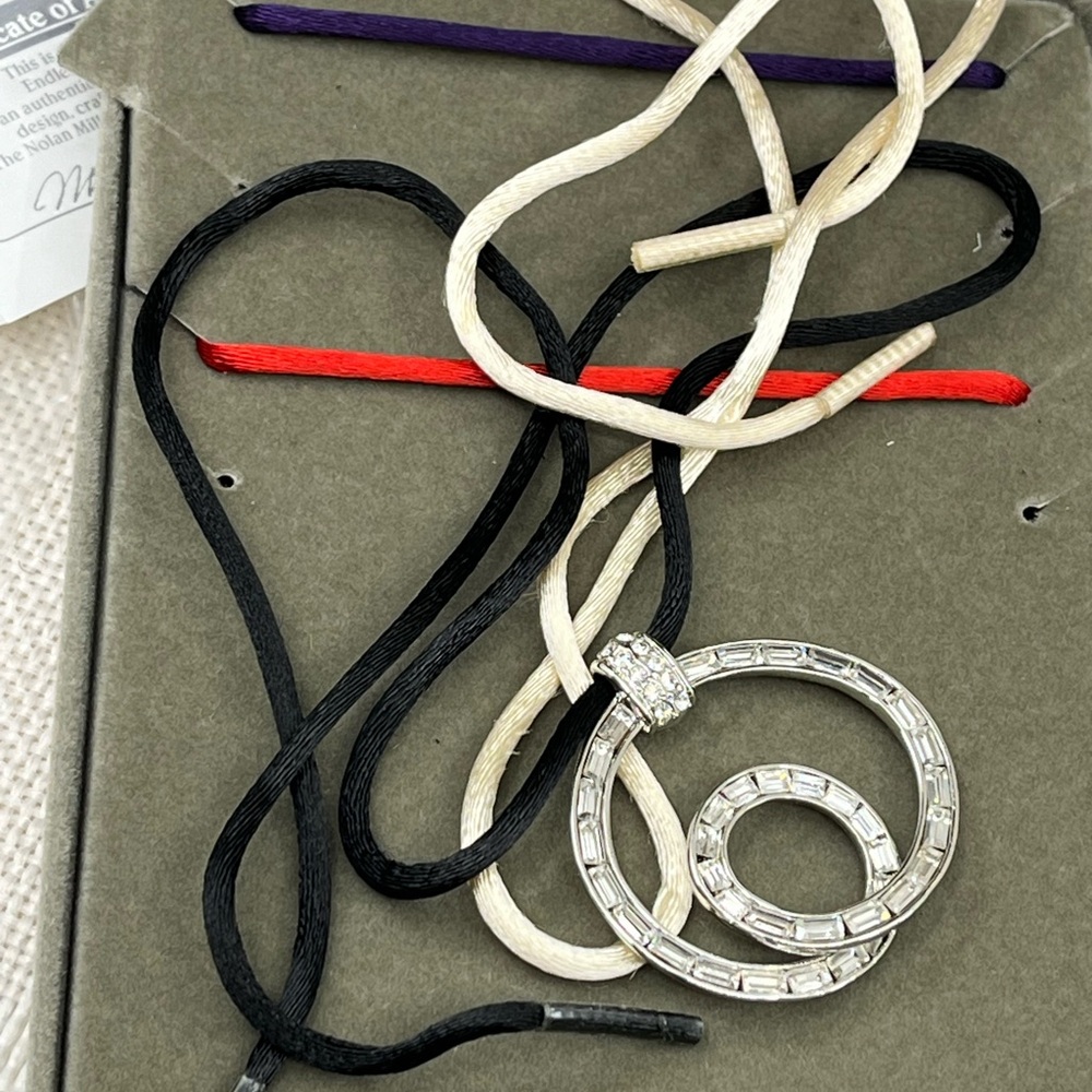 Nolan Miller Pave Circle Pendant Necklace Set – 16", 4 Cords, Box & Certificate - Picture 11 of 12